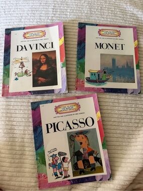 Set of 3 Art Biography Books - Da Vinci, Monet, Picasso